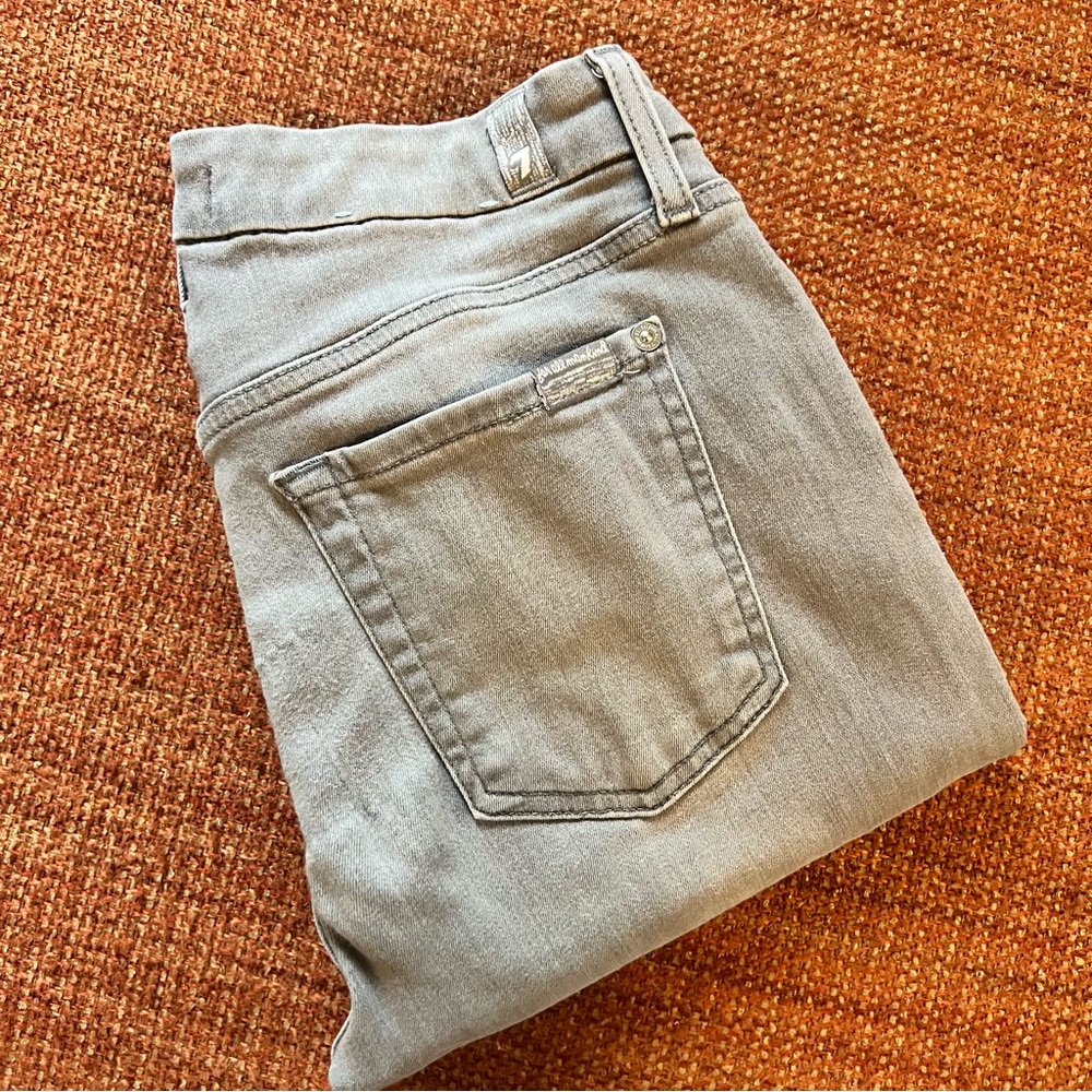 7 For All Mankind Women’s Light Gray b(air) Denim Ankle Skinny Jeans Stretch 27